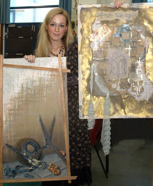 Sophie Bristol, aged 18, with her winning artwork